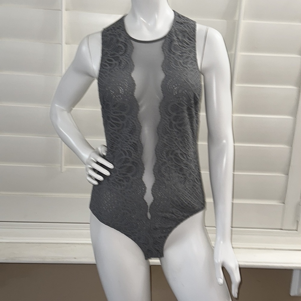 Victoria’s Secret mesh bodysuit with lace overlay front